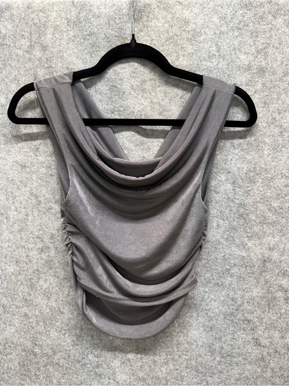 SHEIN Shimmery Gray Draped Cowl Neck Camisole - Womens XXS - Date Night Club